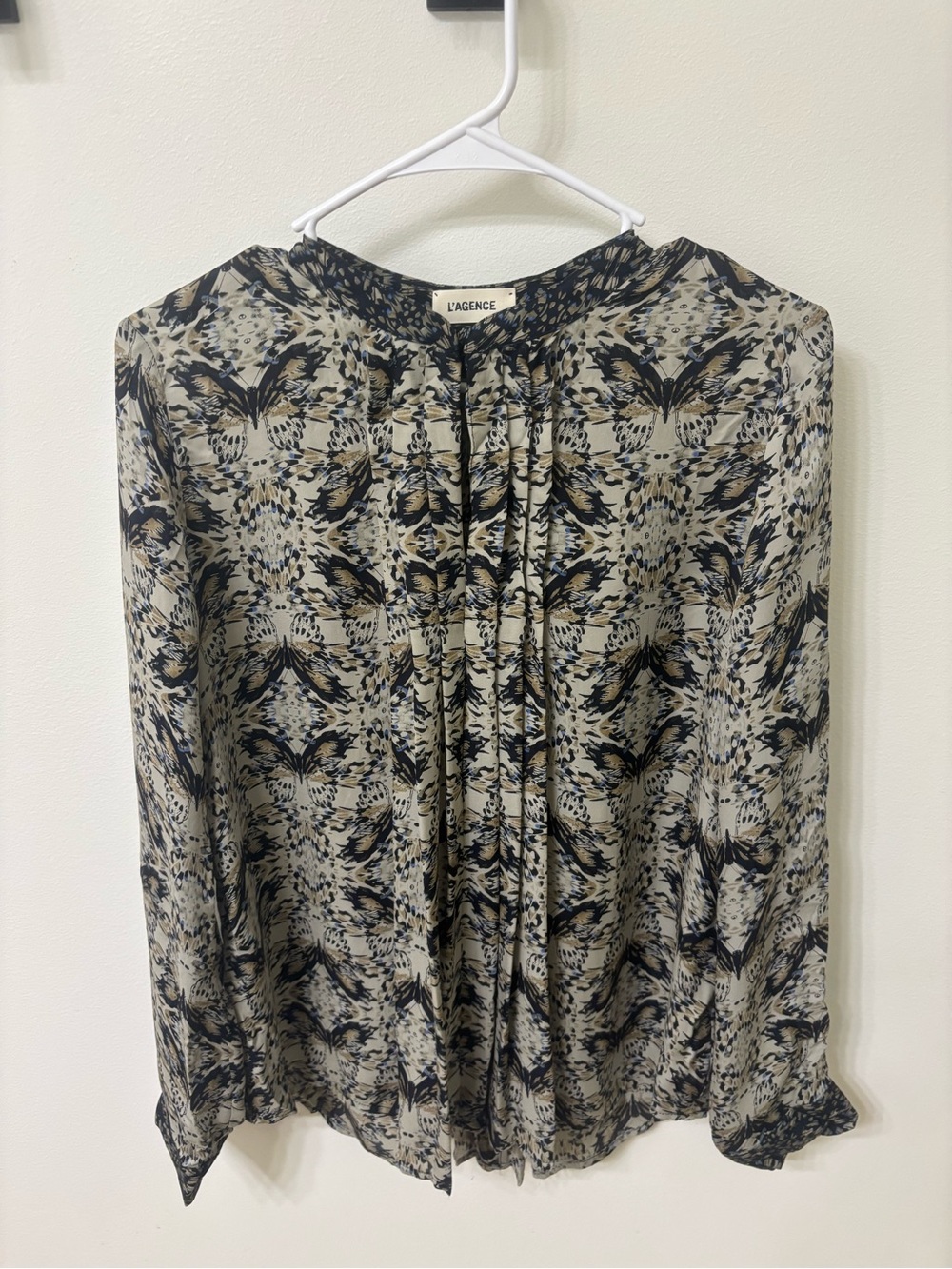 L'Agence Silk Butterfly Long Sleeve Blouse